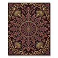 Ornate Crimson Gold Scrollwork Rug