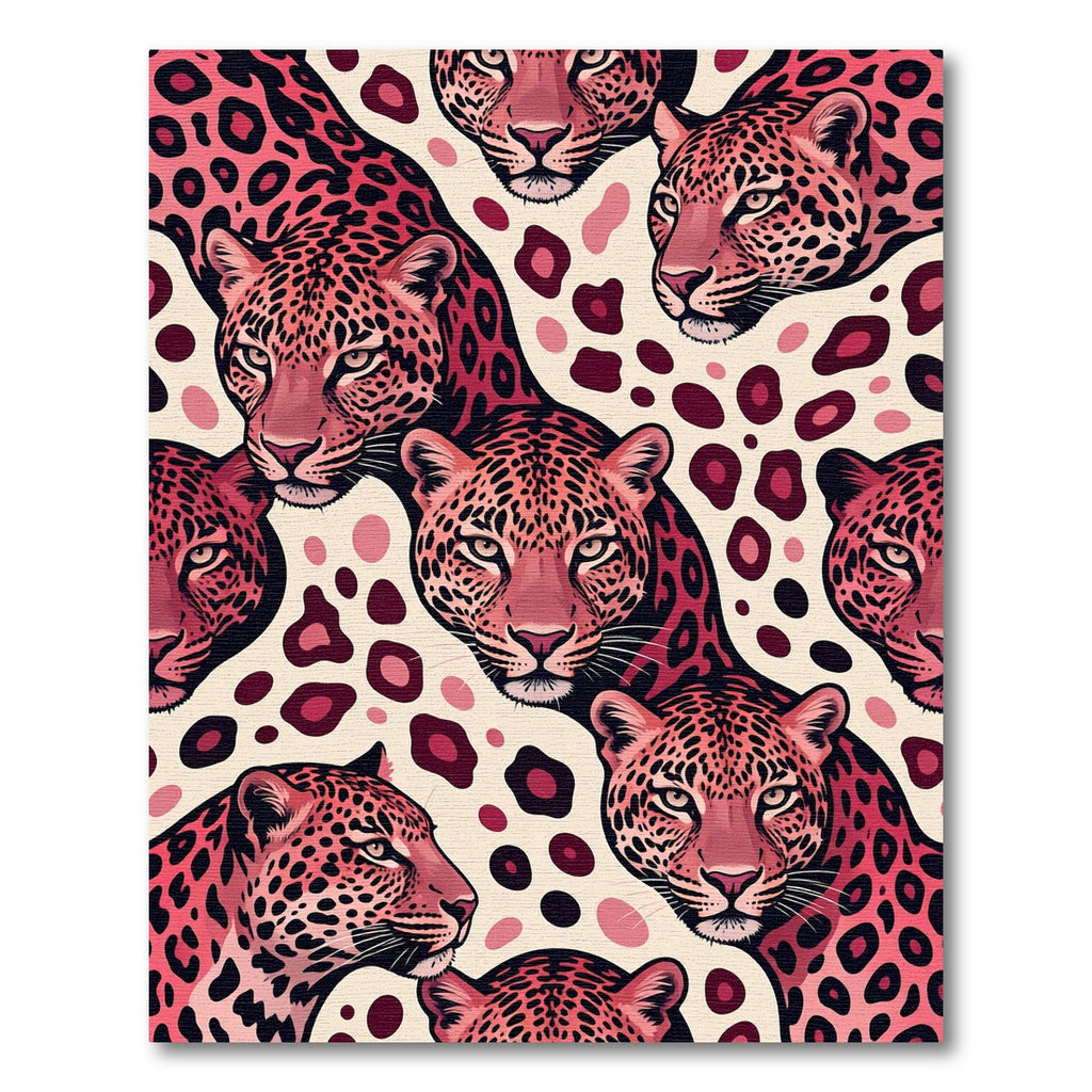 Vibrant Pink Leopard Head Animal Art Rug