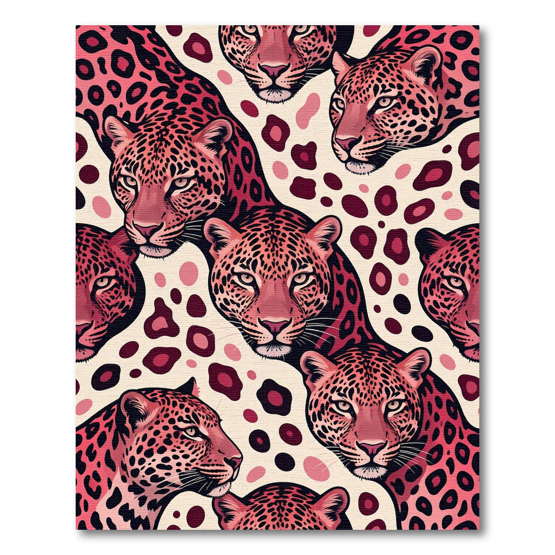 Vibrant Pink Leopard Head Animal Art Rug