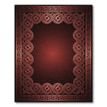 Crimson Intertwined Geometric Border Rug