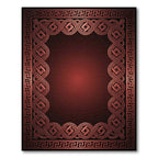 Crimson Intertwined Geometric Border Rug
