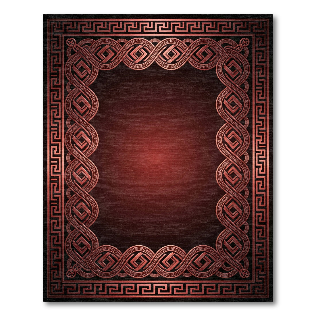 Crimson Intertwined Geometric Border Rug