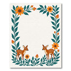 Whimsical Fawns Orange Floral Border Rug