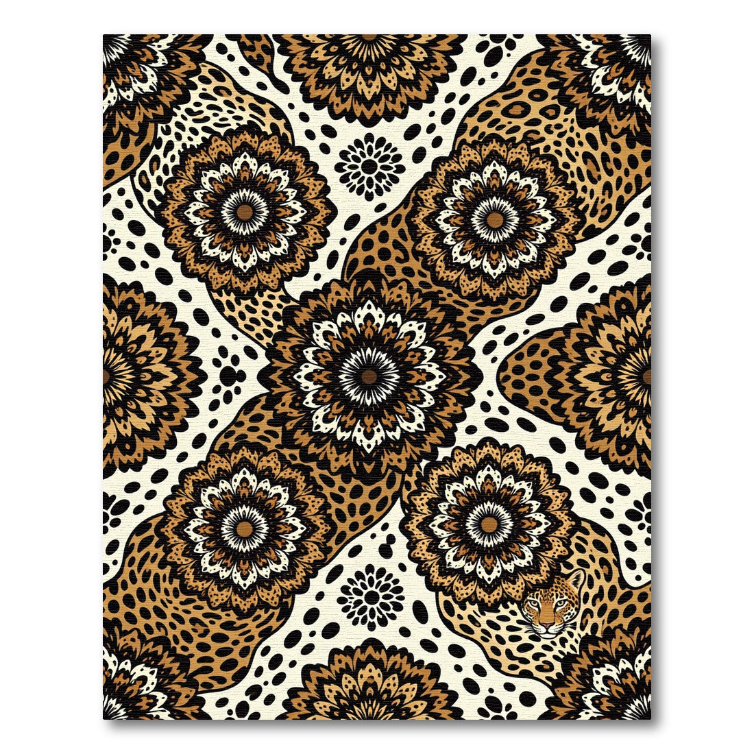 Leopard Animal Spot Floral Mandala Rug