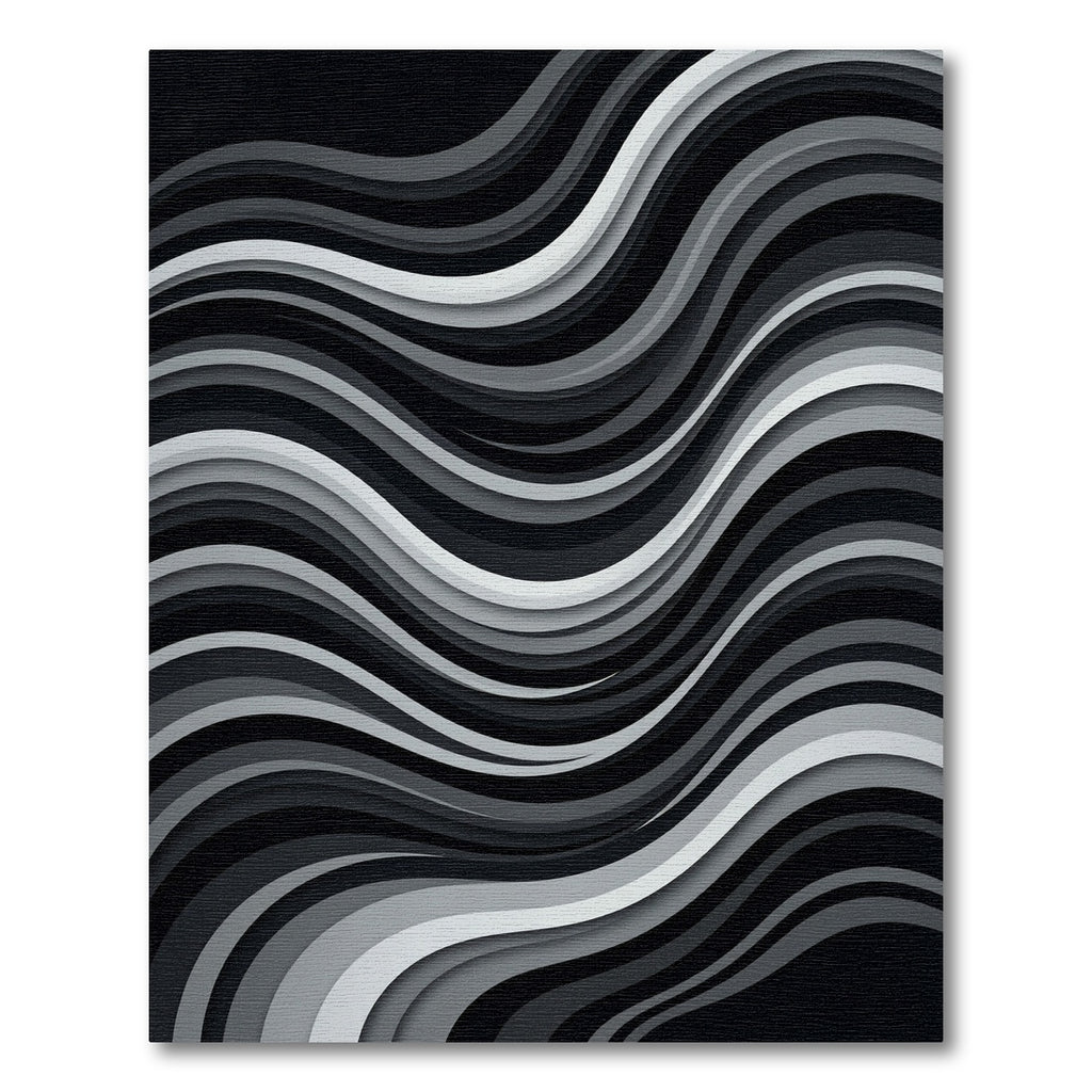 Monochrome Wave Layered Composition Rug