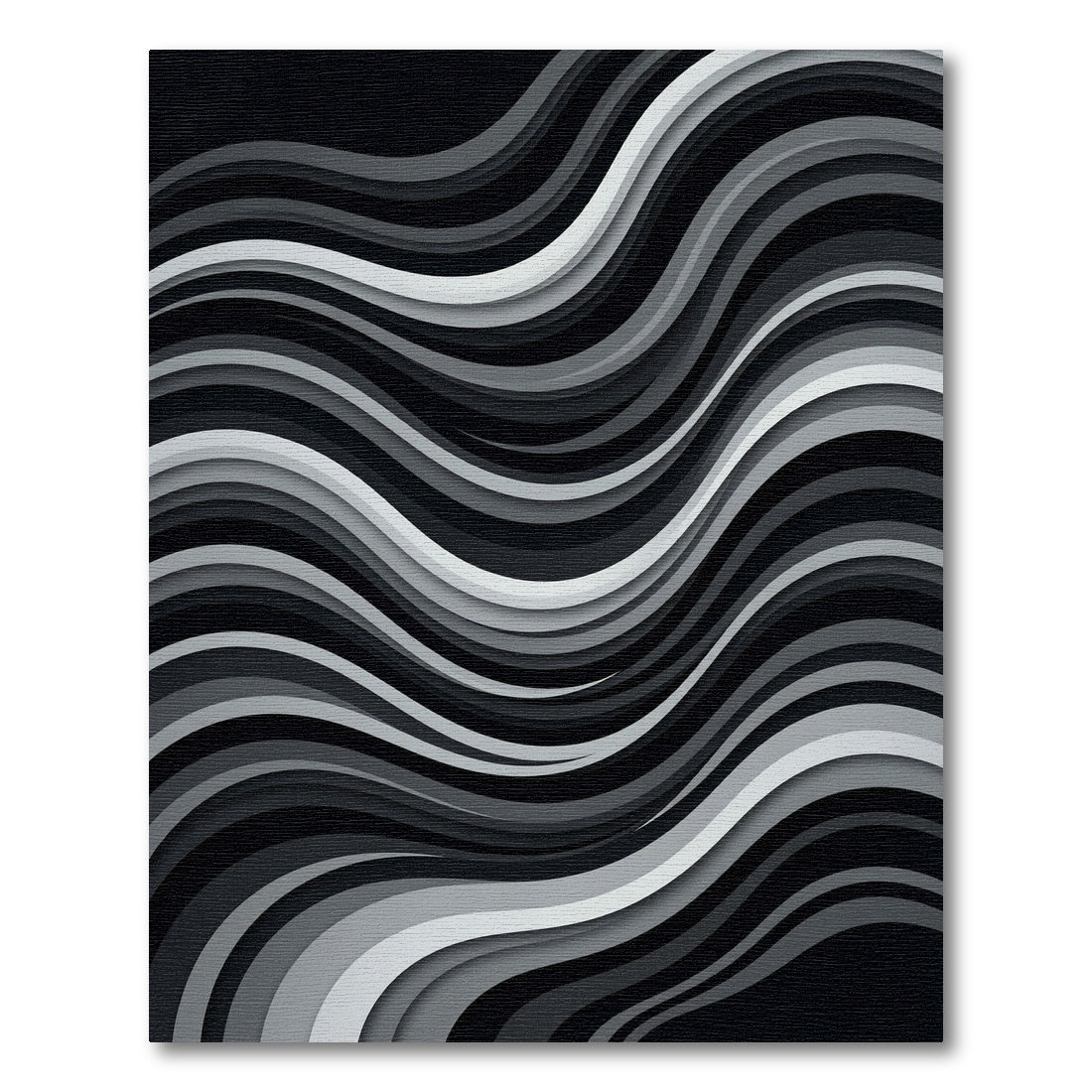 Monochrome Wave Layered Composition Rug