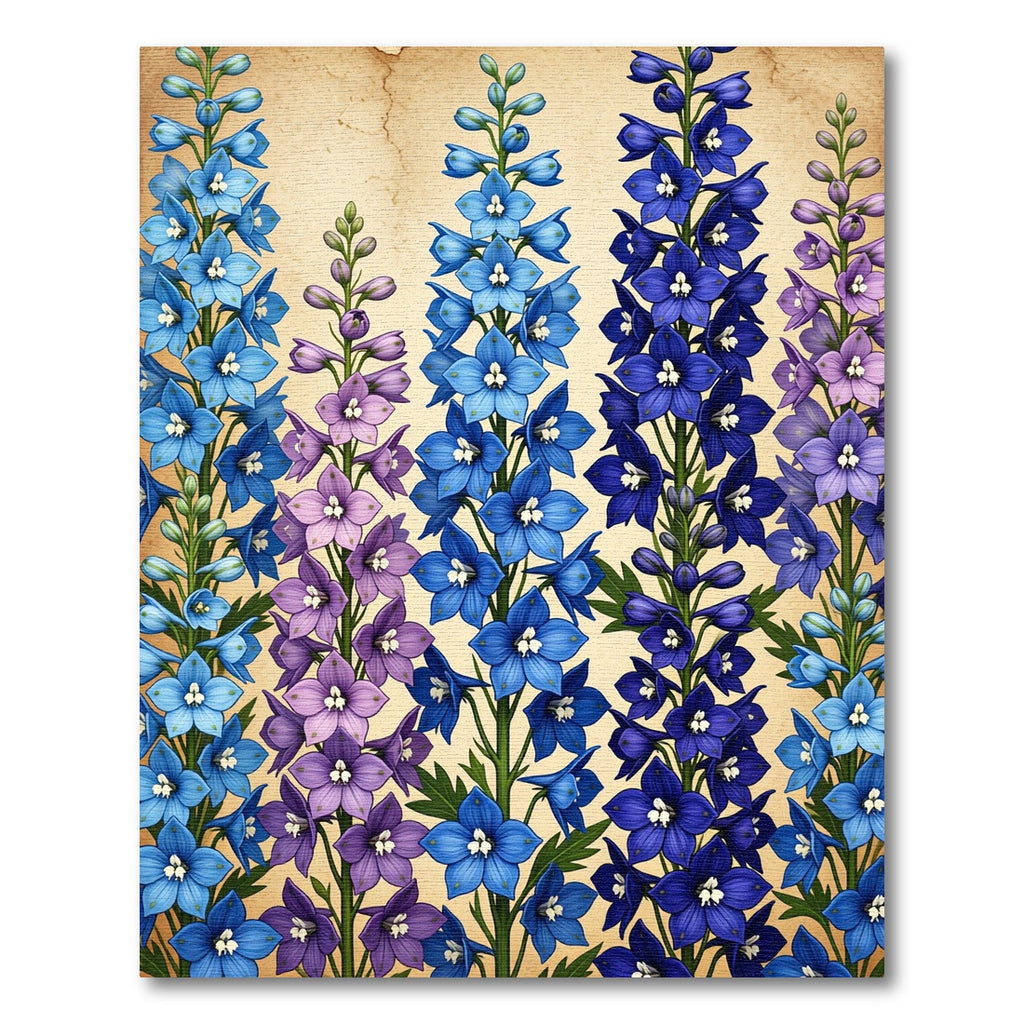 Blue Purple Floral Tall Stalks Rug