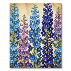 Blue Purple Floral Tall Stalks Rug