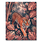 Tropical Tiger and Coral Foliage Rug