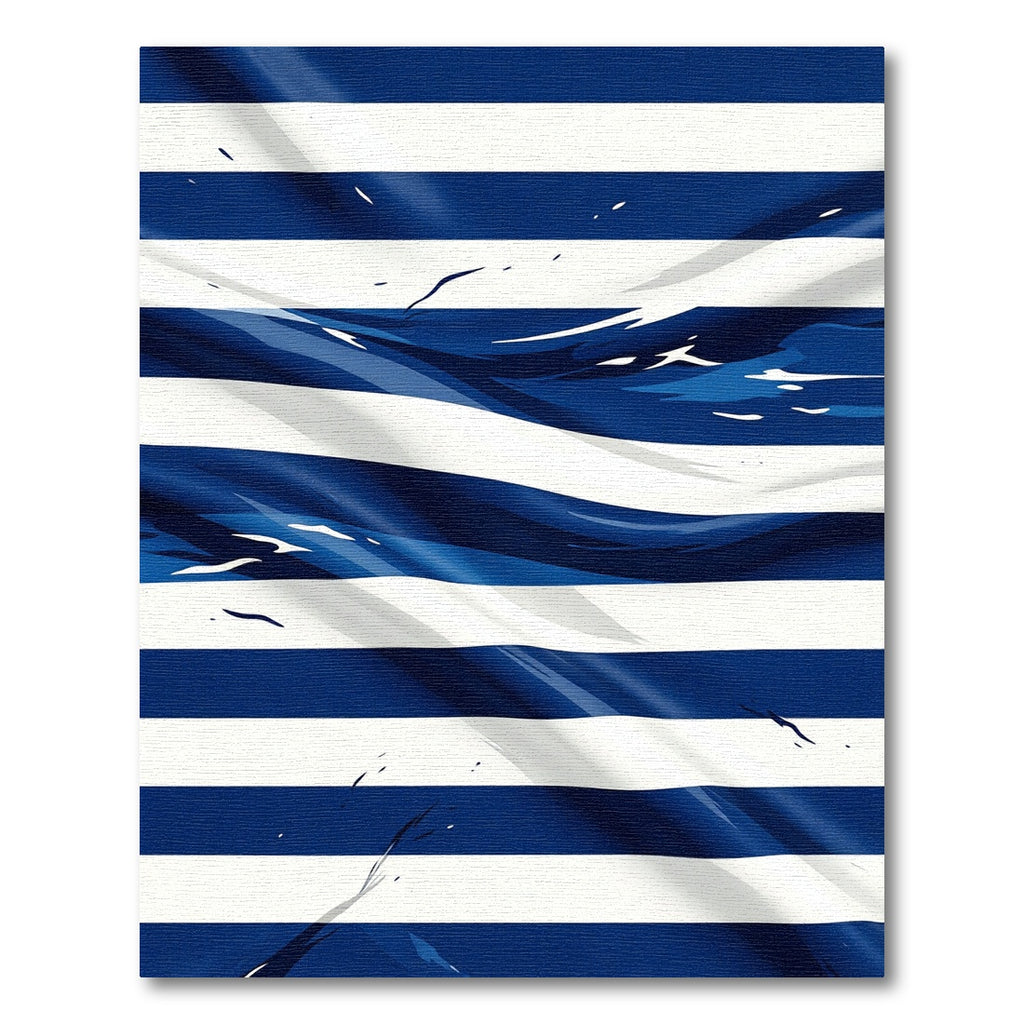 Contemporary Navy Blue Abstract Stripe Rug