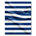 Contemporary Navy Blue Abstract Stripe Rug