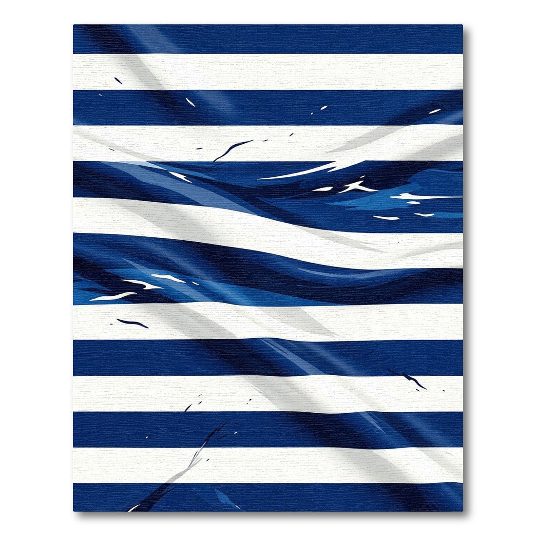 Contemporary Navy Blue Abstract Stripe Rug
