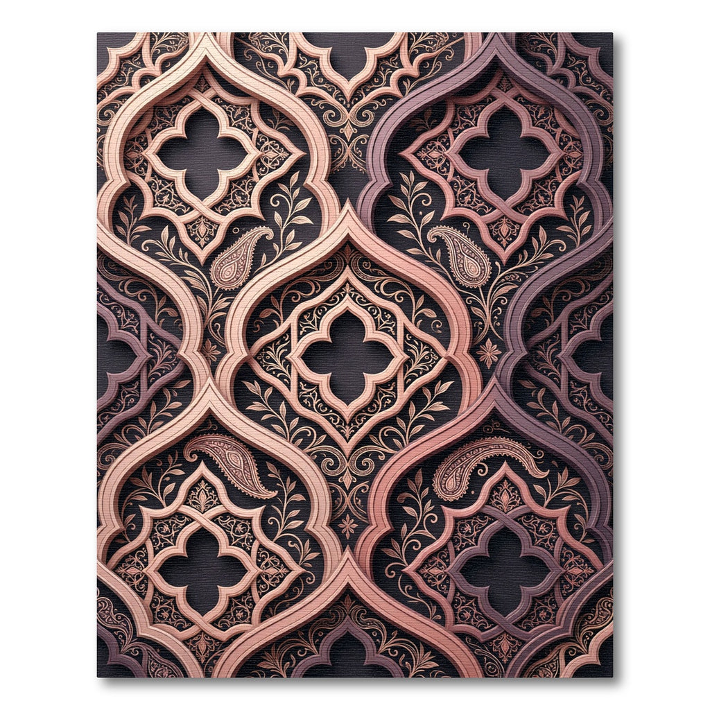 Rose Gold Paisley Arabesque Medallion Rug