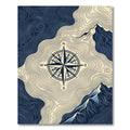 Navy Topographic Compass Mountain Art Rug