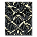 Monochrome Geometric Stairway Illusion Rug