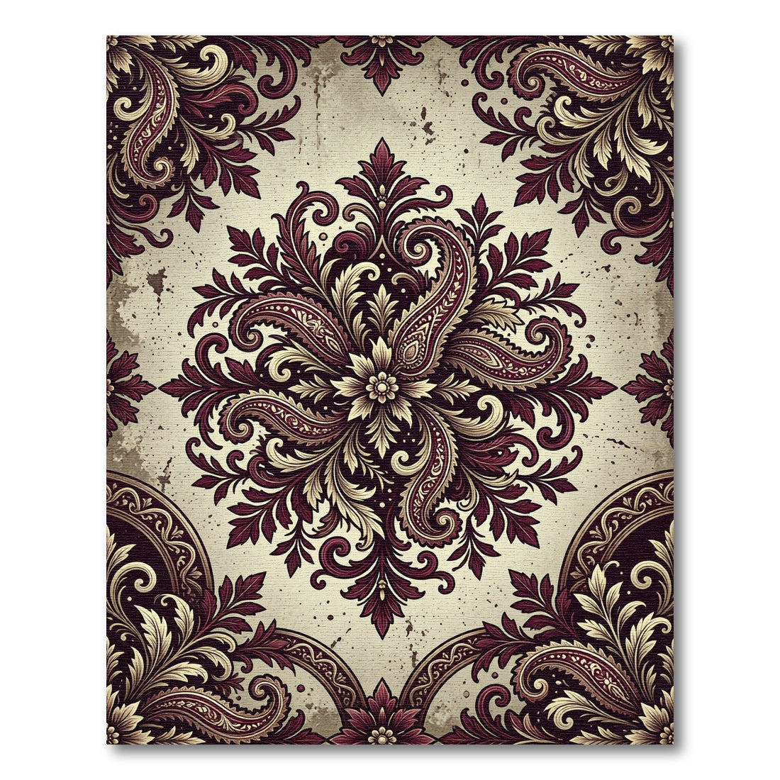 Rich Burgundy Paisley Medallion Rug