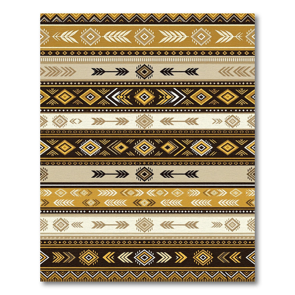 Golden Brown Earthy Aztec ArrowsRug Rug