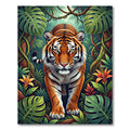 Vibrant Tiger Tropical Jungle Foliage Rug