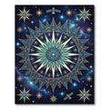 Celestial Gold Starry Blue Mandala Rug