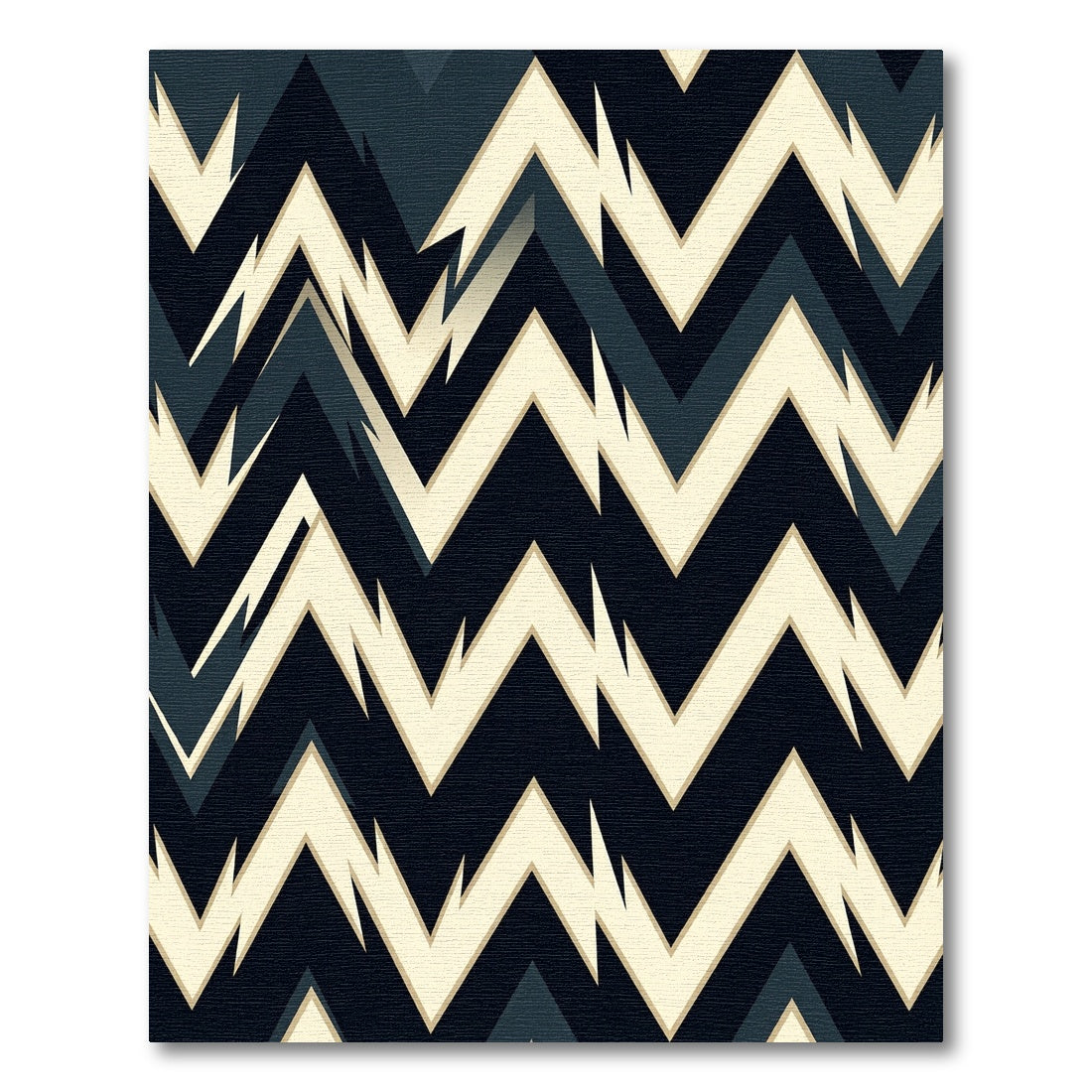 Navy Cream Jagged Chevron Rug
