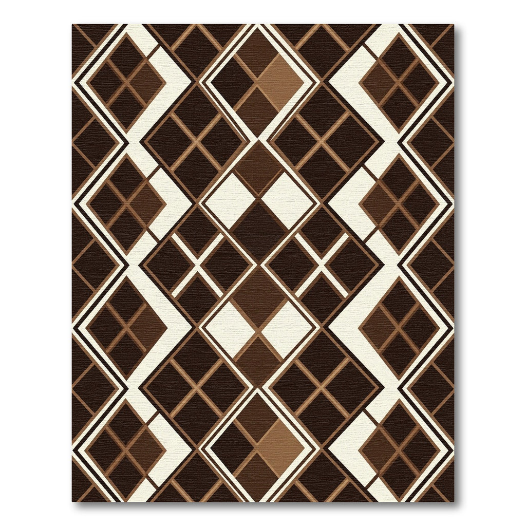 Chocolate Brown Geometric Diamond Layers Rug