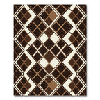 Chocolate Brown Geometric Diamond Layers Rug