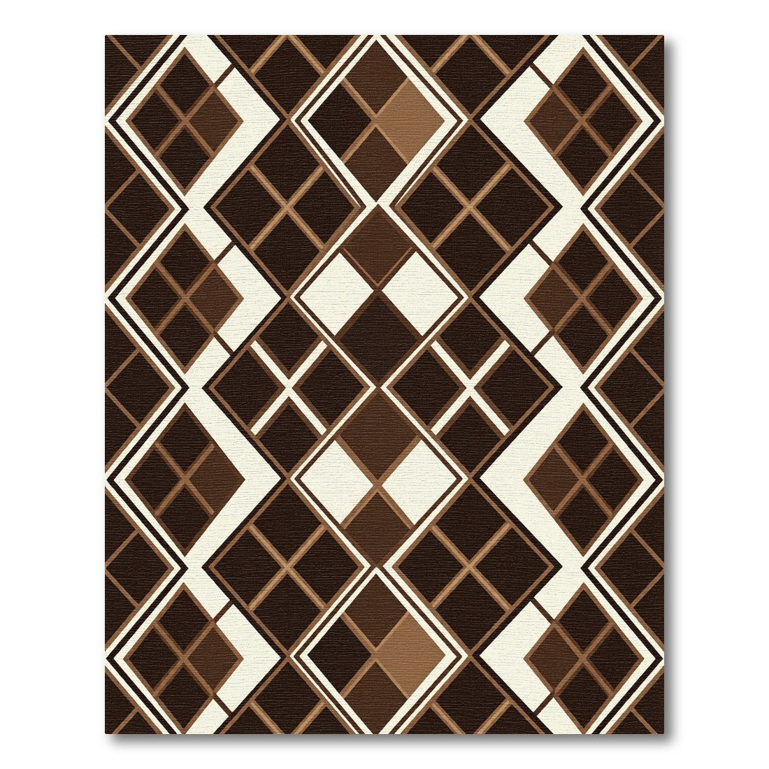 Chocolate Brown Geometric Diamond Layers Rug