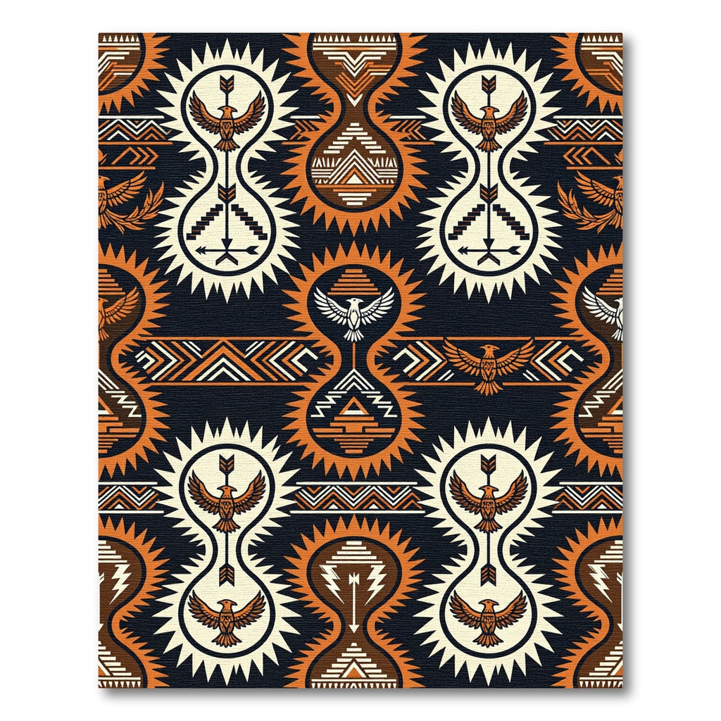 Tribal Feather Medallion Black Ochre Rug
