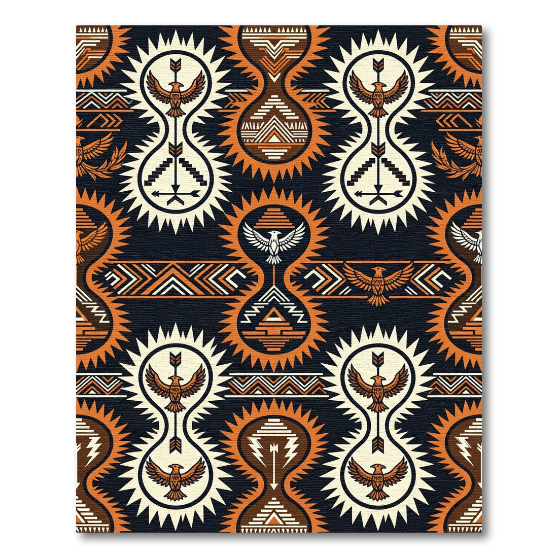 Tribal Feather Medallion Black Ochre Rug