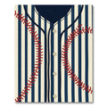 Stitched Navy and Cream Baseball Stripe Rug