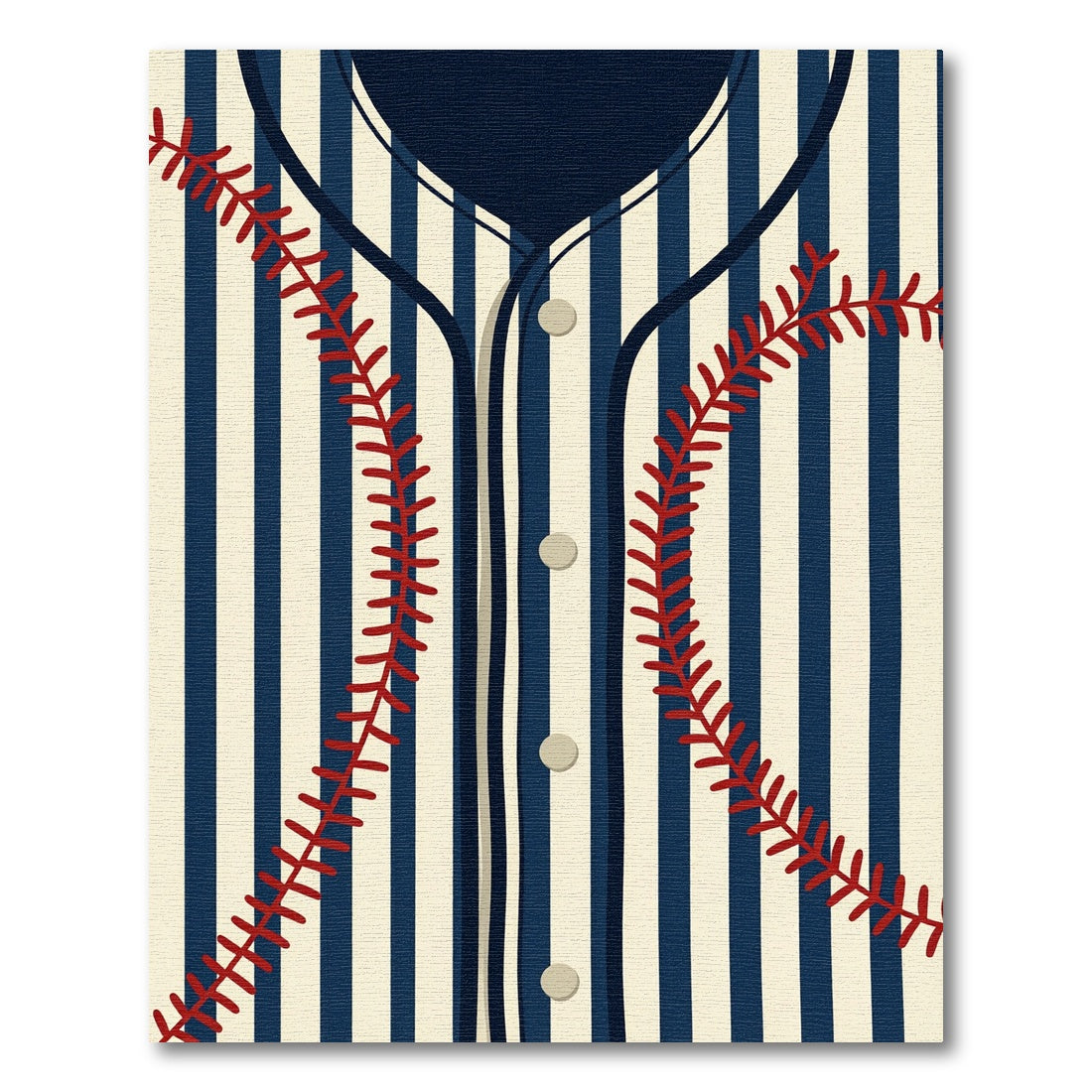 Stitched Navy and Cream Baseball Stripe Rug