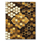 Golden Hexagonal Geometric Honeycomb Rug