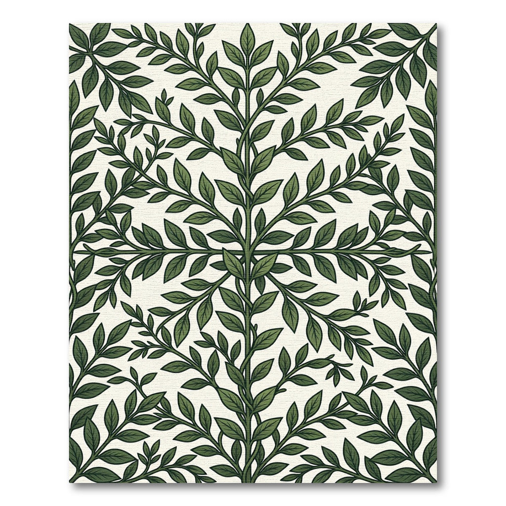 Symmetrical Verdant Botanical Leaf Trellis Rug