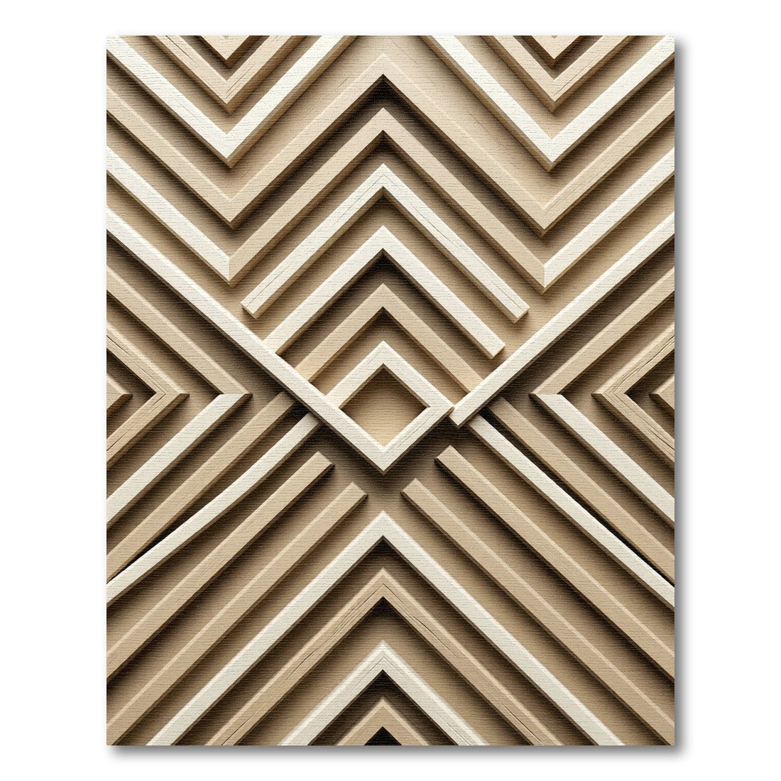 Neutral Wood Grain Chevron Geometric Rug