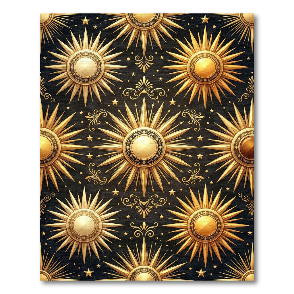 Celestial Golden Sunburst Dark Elegance Rug