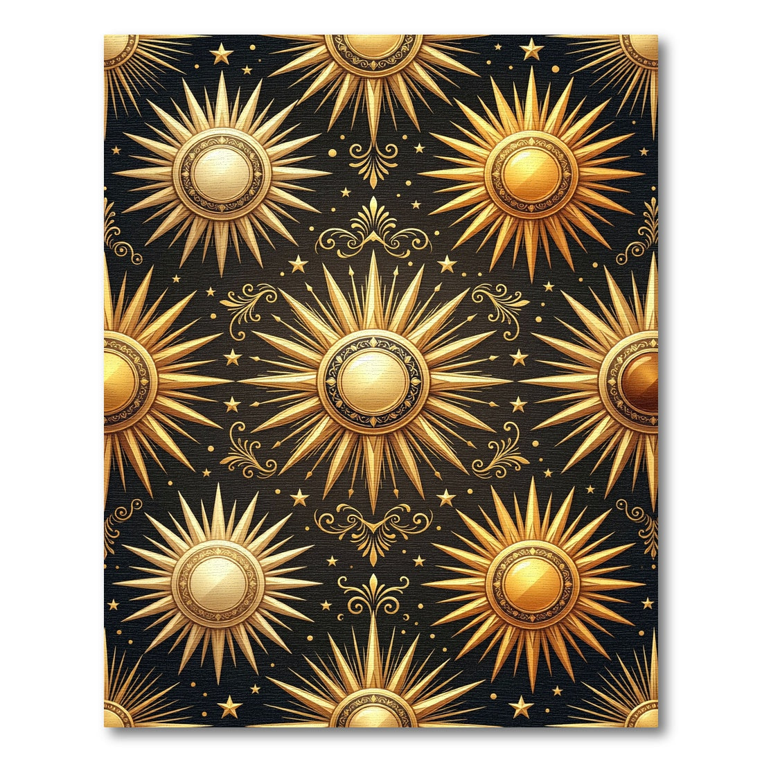 Celestial Golden Sunburst Dark Elegance Rug