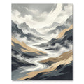 Abstract Gray and Golden Mountain Landscape Rug