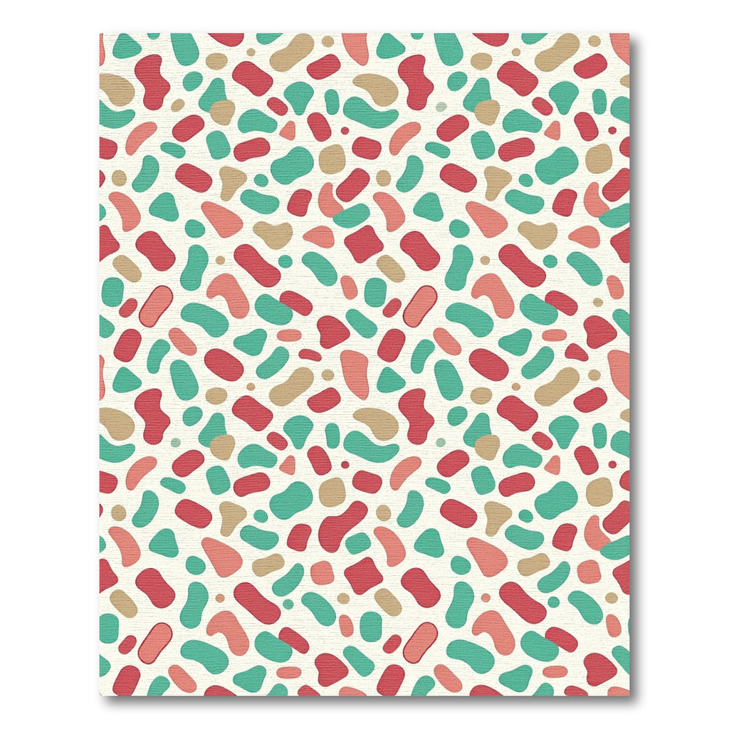 Abstract Terrazzo Peach Teal Confetti Mosaic Rug