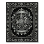 Ornate Silver Crest Laurel Wreath Rug