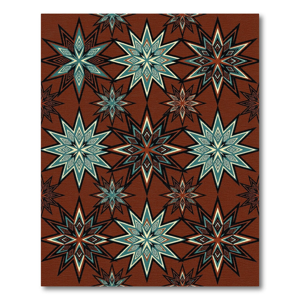 Abstract Starburst Teal and Red Harmony Rug