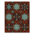 Abstract Starburst Teal and Red Harmony Rug