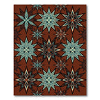 Abstract Starburst Teal and Red Harmony Rug