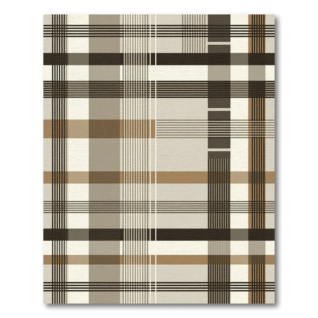 Modern Neutral Plaid Grid Check Rug