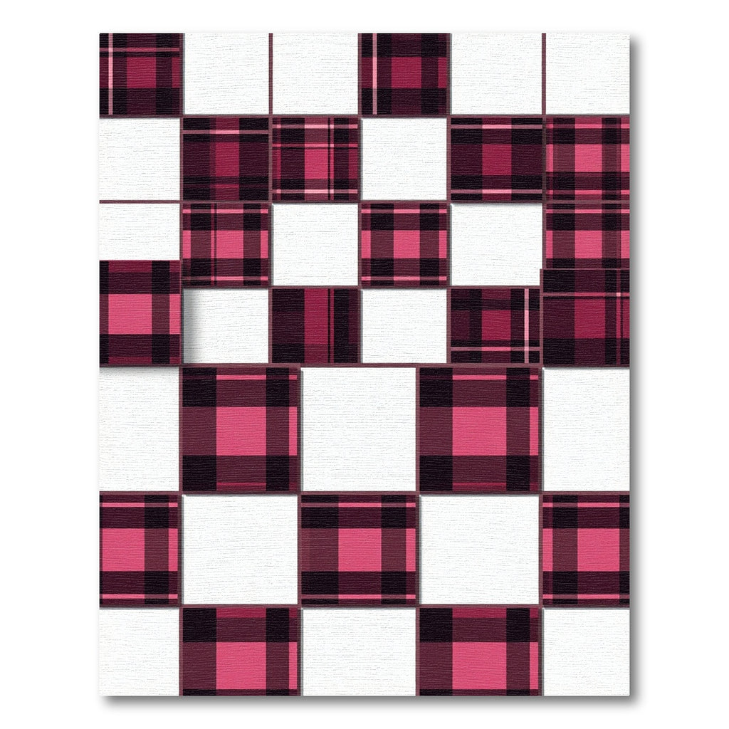 Modern Burgundy Plaid Checkerboard Block Rug