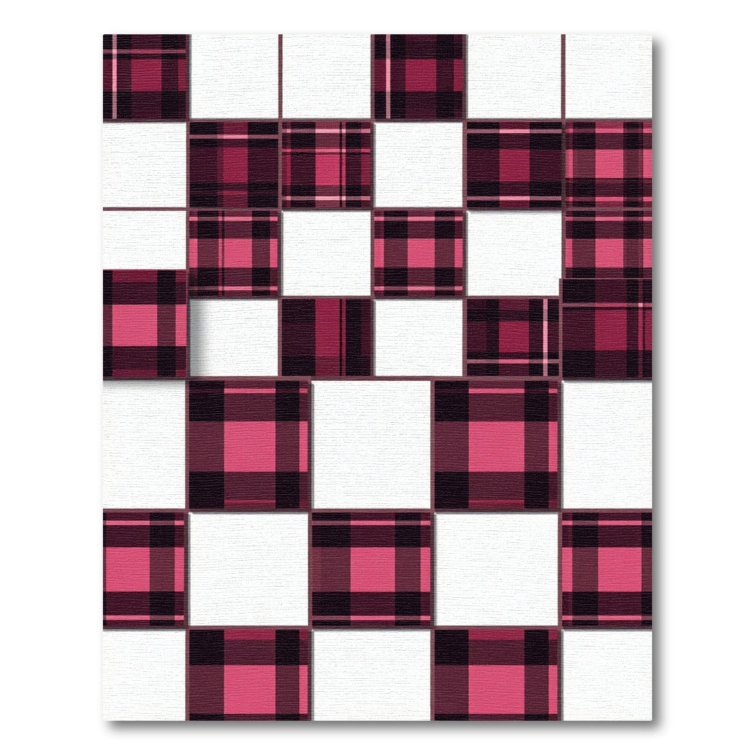 Modern Burgundy Plaid Checkerboard Block Rug