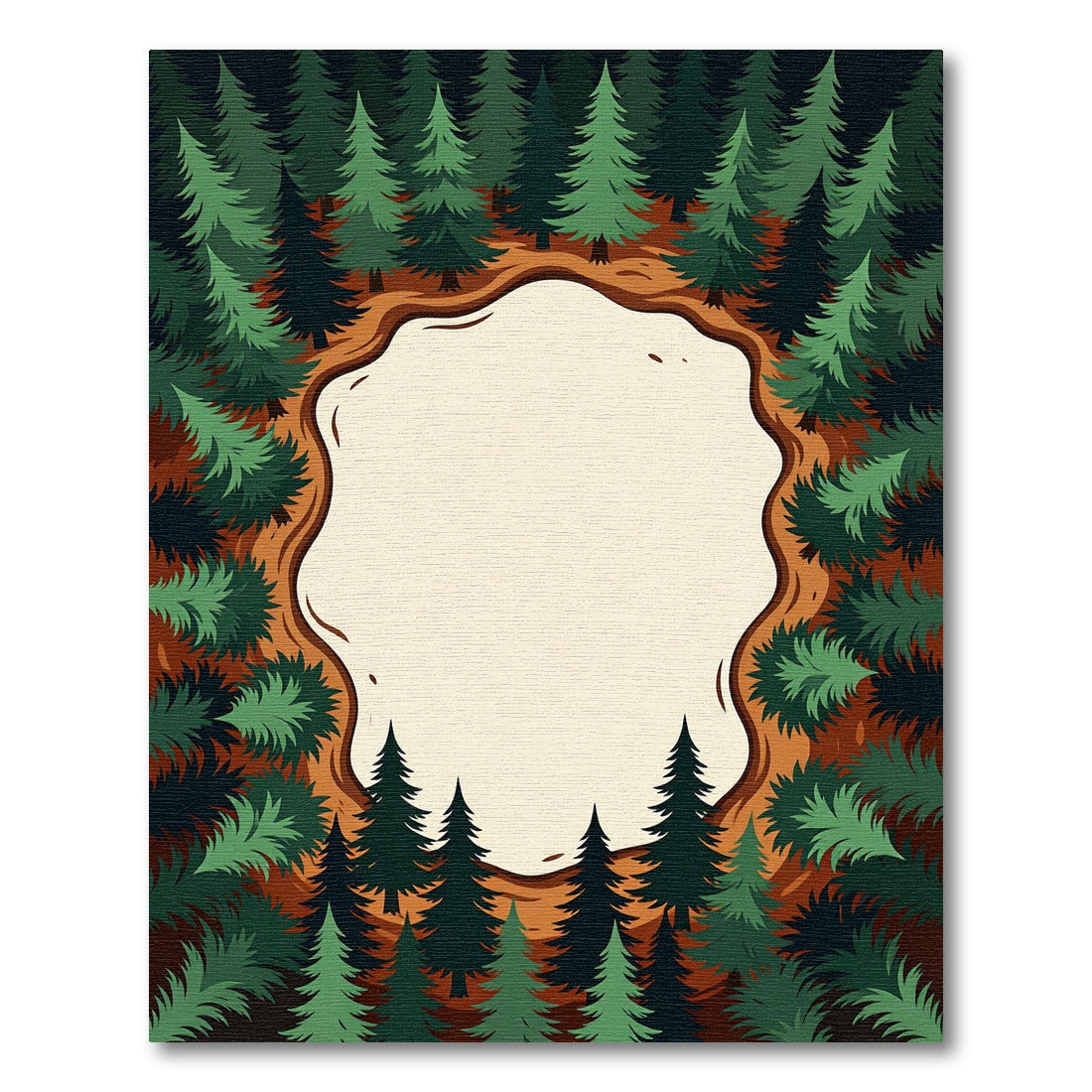 Enchanted Pine Forest Clearing Border Rug