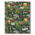 Forest Farm Animals with Sunflowers Rug