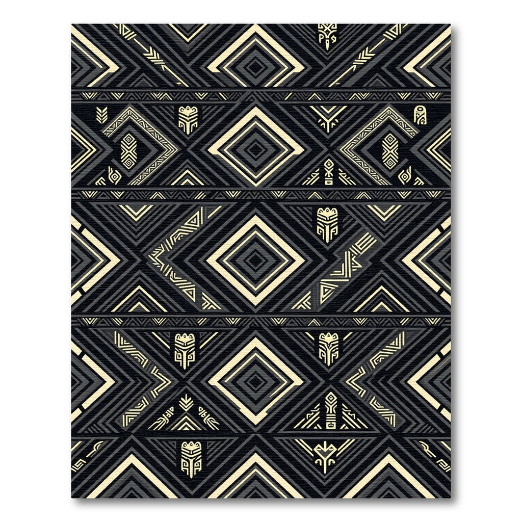 Gold Monochromatic Geometric Tribal Diamond Rug
