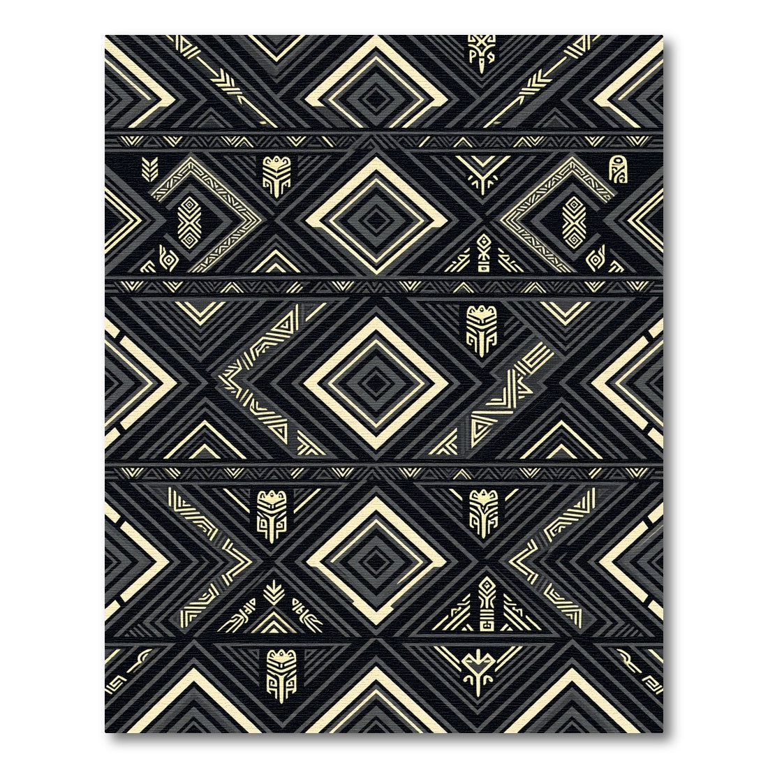 Gold Monochromatic Geometric Tribal Diamond Rug