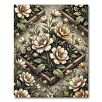 Elegant Cream Floral Frame Botanical Rug